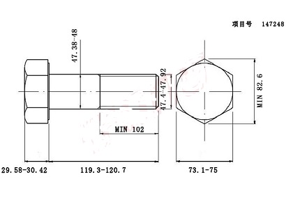 M48超大不銹鋼外六角螺絲